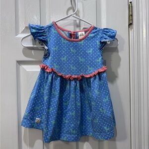 Wildflowers Blue Dress with Unicorn Print Tunic